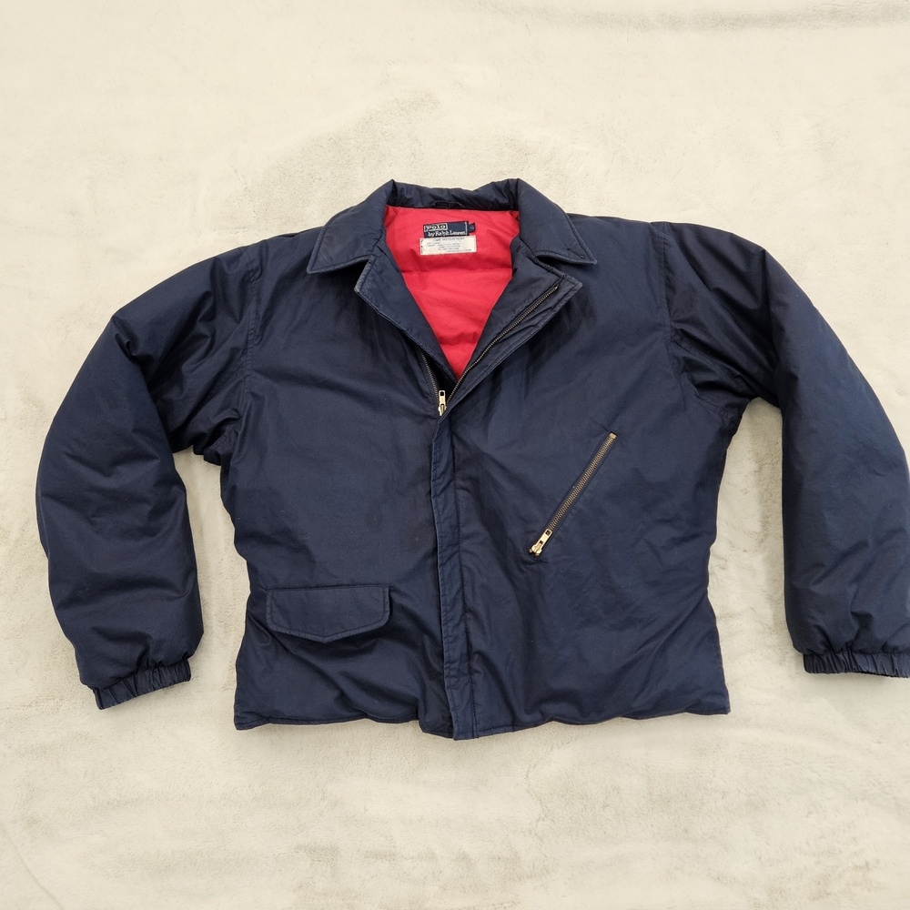 Vintage 90s Polo Ralph Lauren Navy Red Puffer 100% Cotton Waterfowl Filler